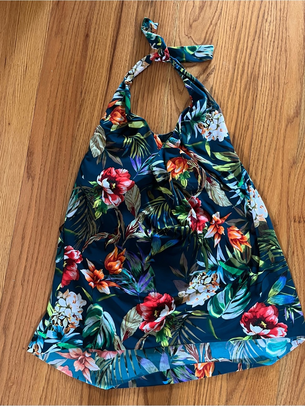 Magicsuit Navy Tropical Floral Halter Tankini Top